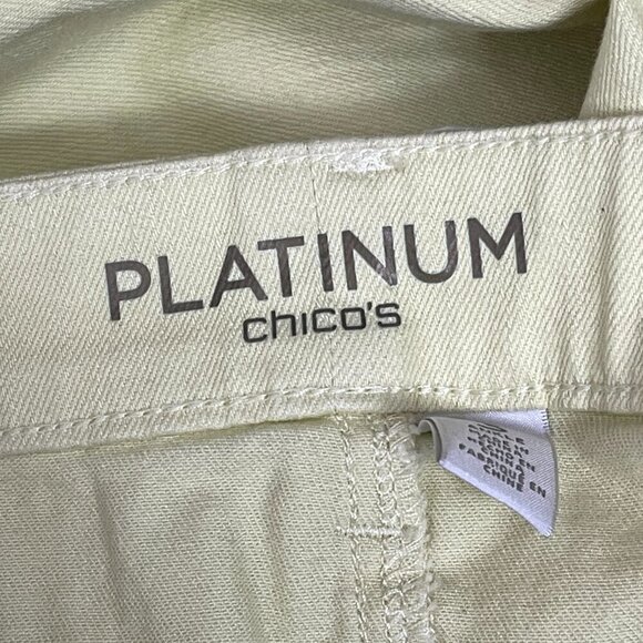 Platinum Chico"s Jeans Women's 3 Ankle Yellow Embroidered Stylish Unique Cowboy‎ - Picture 12 of 12